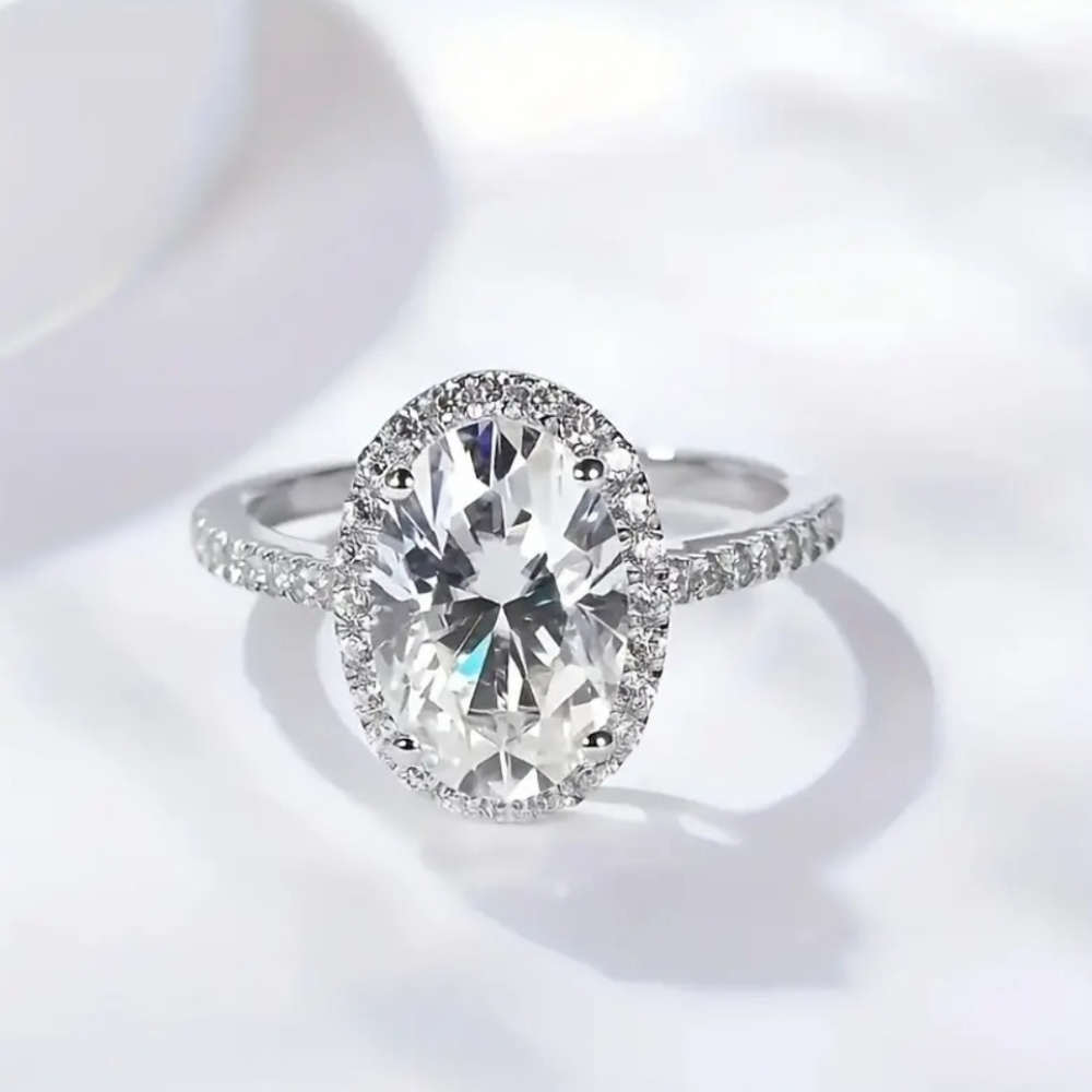 Certified GRA Moissanite Ring 18k White Gold over Sterling Silver Sz 8! … - Picture 5 of 17